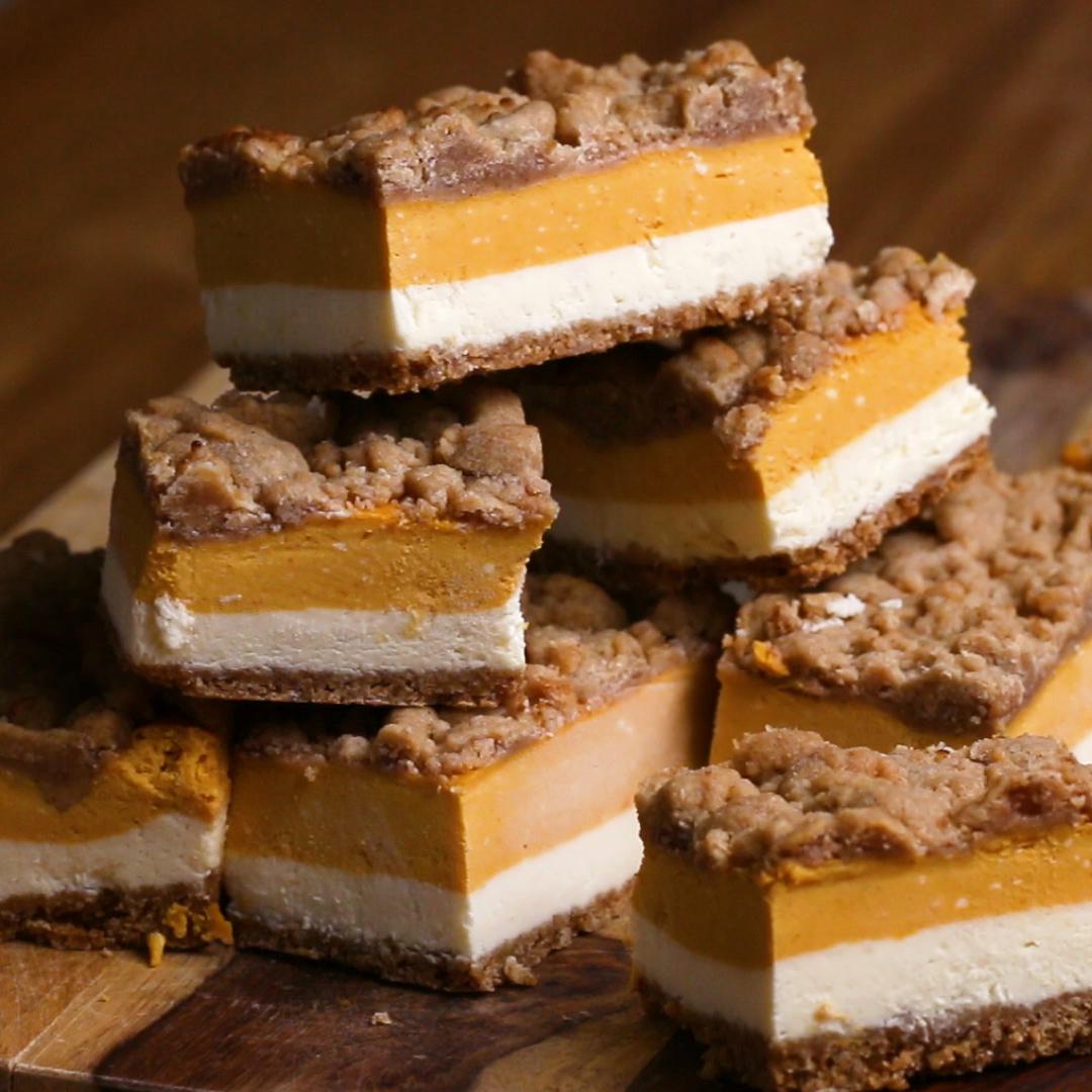 Pumpkin Cheesecake Bars by Tasty.co