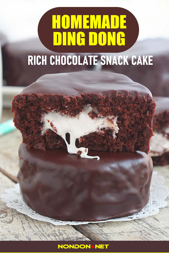 Homemade Ding Dong- Rich Chocolate Snack Cake #HomemadeDingDong #Homemade #DingDong #RichChocolate #Chocolate #Snack #Cake #ChocolateCake #SnackCake #ChocolateSnack