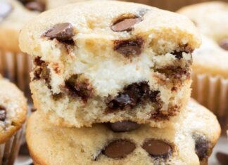 CREAM CHEESE FILLED CHOCOLATE CHIP MUFFINS