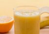 Orange juice smoothie with yogurt is bursting with bright summer flavor. It is packed with vitamin c and makes a tasty breakfast drink!