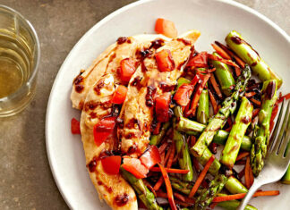 Balsamic Chicken Recipe with Asparagus and Tomatoes