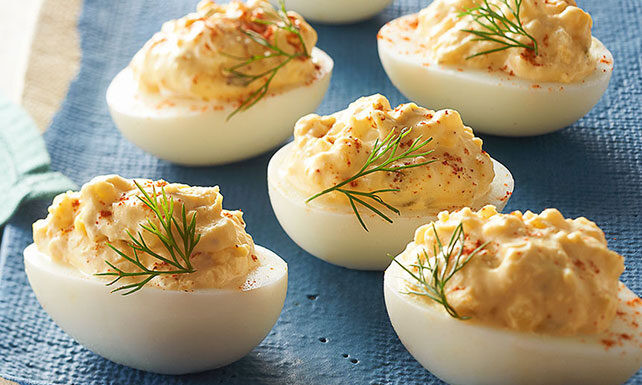 Deviled eggs are a party-favorite and a go-to appetizer recipe for any host. If you’re looking for an easy appetizer that doubles as a crowd-favorite, these classic deviled eggs are a must-try. Top with different combinations to treat your guests to an unexpected appetizer and a whole new take on the deviled egg.