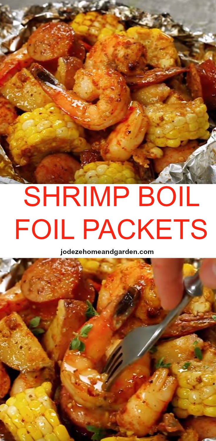 Easy shrimp boil foil packets baked with summer veggies ~ NONDON