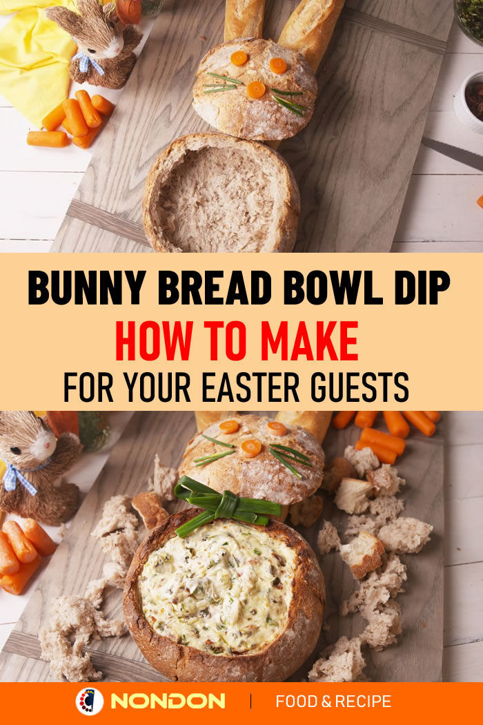 Bunny Bread Bowl Dip is the easiest way to entertain Easter guests #BunnyBreadBowlDip #BunnyBread #BunnyDip #BunnyBreadBowl #BowlDip #Dip