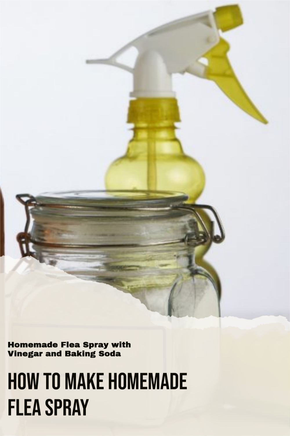 Instruction to prepare homemade flea spray with vinegar and baking soda