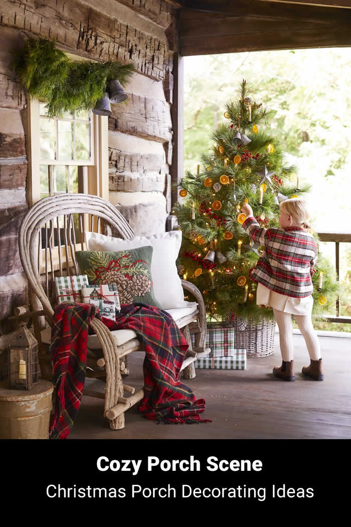 Cozy Porch Scene - Christmas Porch Decorating Ideas