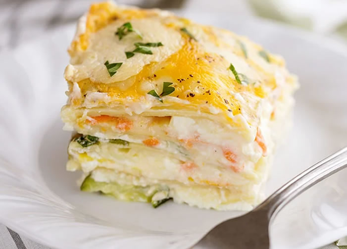 Vegetable Lasagna with Alfredo Sauce by MightyMrs